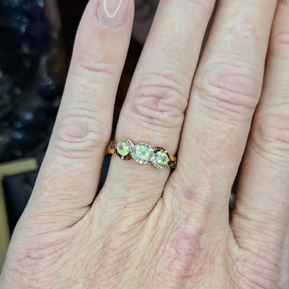 Premium Natural Chrysoberyl, White Zircon and Brown Zircon Ring. - Picture 1 of 7